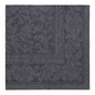 Close-up of a square, black napkin PAPSTAR 50 napkins "ROYAL Collection" 1/4 fold 40 x 40 cm of PAPSTAR GmbH with elaborate paisley and floral pattern on the edge and in the center.