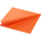 A single Duni GmbH Zellt napkin 33x33 cm, sun orange, is partially unfolded to show its textured edge and two of its 3-ply structure.