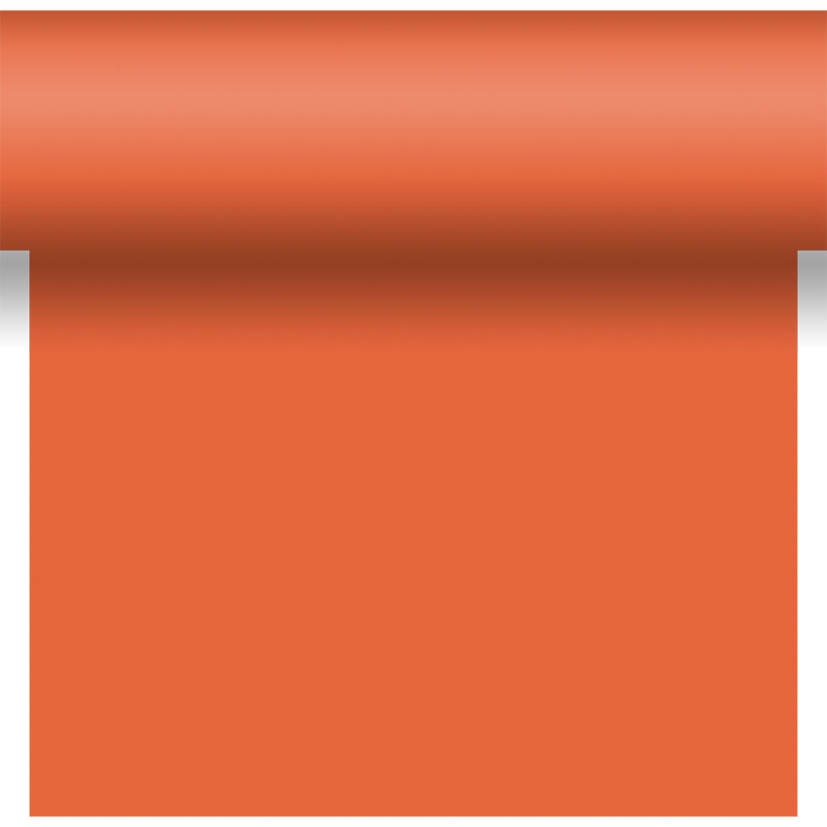 The Dunicel table runner Tête-à-Tête 24 m x 0.4 m (20 sections) by Duni GmbH in solid orange offers a smooth texture - ideal for a vibrant table decoration or stylish Tête-à-Tête settings.