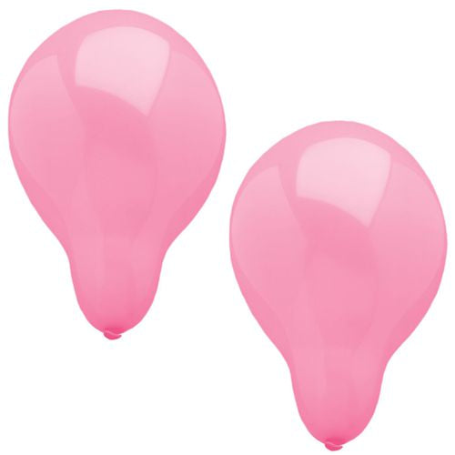 Two pink PAPSTAR 10 balloons Ø 25 cm from PAPSTAR GmbH made of high-quality latex stand side by side on a white background. With their smooth, shiny surface, they are ideal for any decoration.