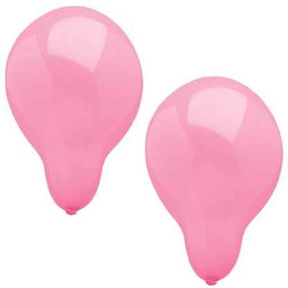 Two pink PAPSTAR 10 balloons Ø 25 cm from PAPSTAR GmbH made of high-quality latex stand side by side on a white background. With their smooth, shiny surface, they are ideal for any decoration.