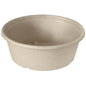 The Classic Bowl 600 ml from Duni GmbH made of uncoated brown bagasse (154x154x56 mm, 40 pieces/pack) is an environmentally friendly disposable bowl in beige and round, presented empty against a white background.