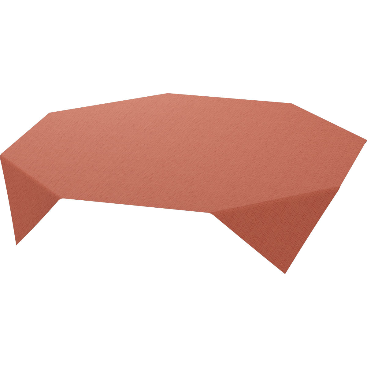 A Dunisilk tablecloth 84 x 84 cm Linnea Earth Terra from Duni GmbH, rust-colored with a textured appearance, covers the table smoothly and drapes over the edges. The package contains 20 pieces.