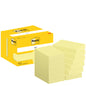 Pictured is a yellow box of Post-it® Notes (3M Germany GmbH) with several yellow sticky note pads (51 x 76 mm, 100 sheets/pad, 12 pads/pack), in cardboard packaging, PEFC-certified (SGSCH-PEFC-COC-110078).