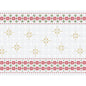 The Duni GmbH Paper Placemats 30x40cm Tradition (Pack of 250 pieces) feature horizontal rows of red and green floral motifs and golden star shapes on white - ideal for festive table protection or stylish holiday tables.
