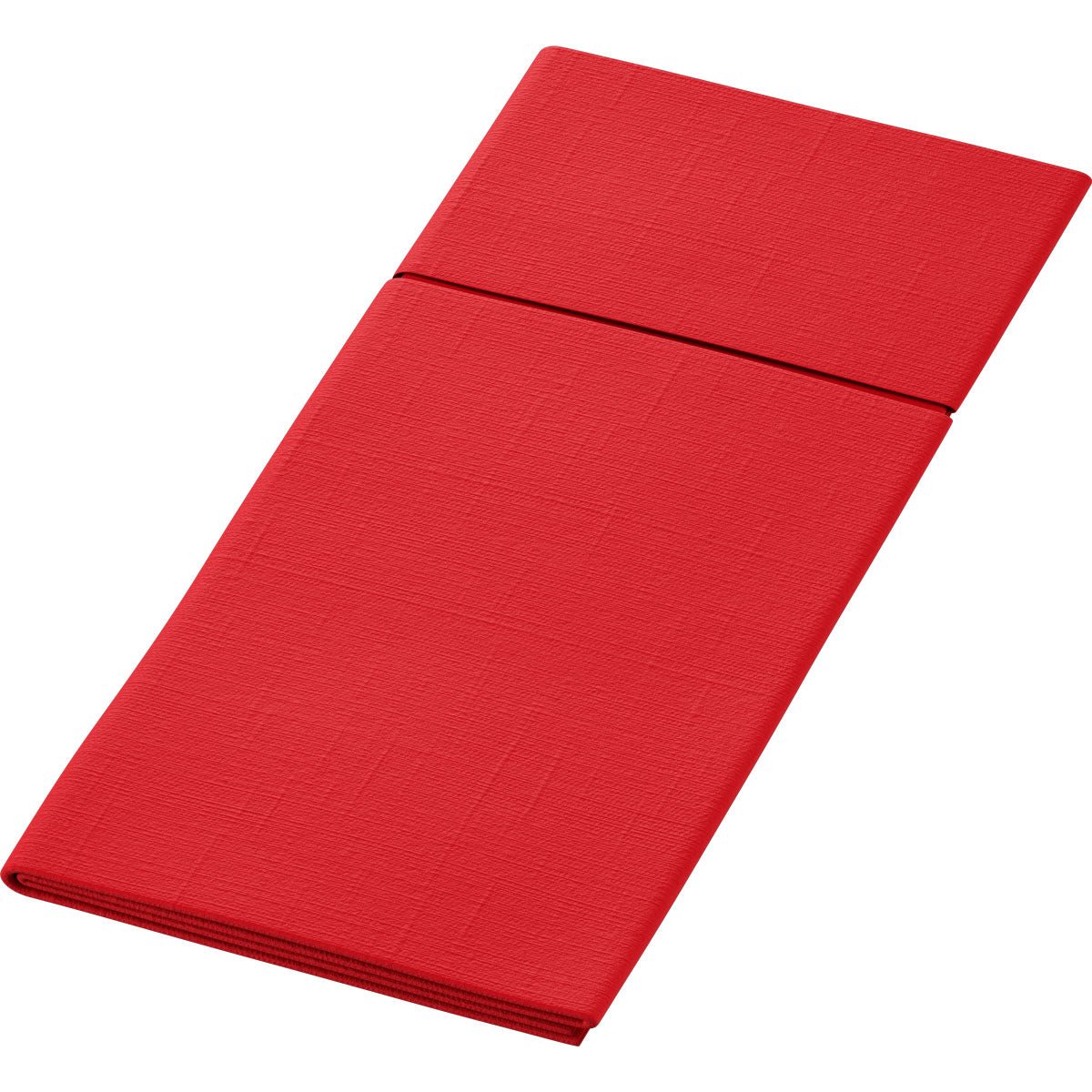 The Bio Duniletto Slim 400 x 330 mm from Duni GmbH is a solid red, subtly textured napkin made from sustainable materials - perfect for the ecologically set table and elegantly displayed on a white background.