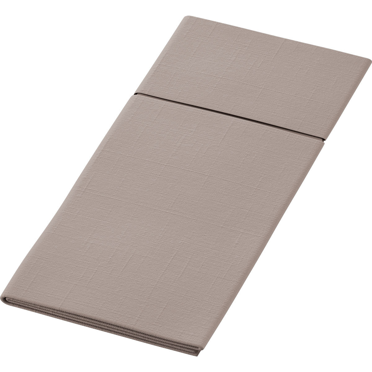 The Bio Duniletto Slim 400 x 330 mm from Duni GmbH is a neatly folded, rectangular, light brown napkin made from sustainable materials with a subtle texture - perfect as an eco-friendly table decoration on a white base.