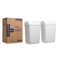 A large brown box labeled "Kimberly-Clark GmbH" contains two white Aquarius™ plastic waste bins (medium), each with a closed lid, from the set 2 Disposers | Box (2 waste bins).