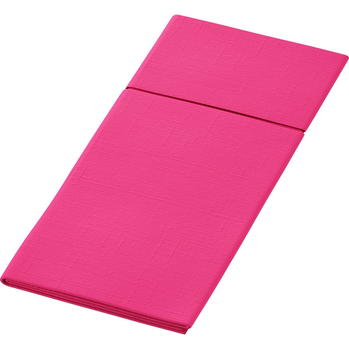 The Duni GmbH Bio Duniletto Slim (400 x 330 mm) is a folded, bright pink, eco-friendly mat made from sustainable materials on a white background. Its textured surface gives your setting an environmentally conscious touch.