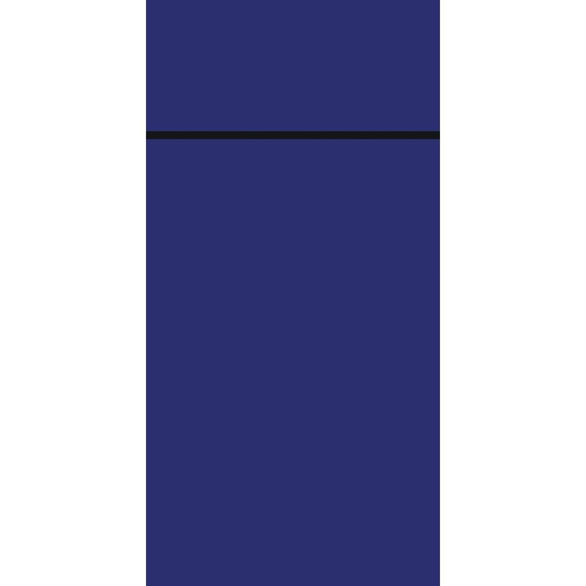 A solid dark blue background with a single thin black line at the top recalls the simple elegance of the Bio Duniletto Slim 400 x 330 mm from Duni GmbH, made from sustainable materials for eco-friendly set tables.