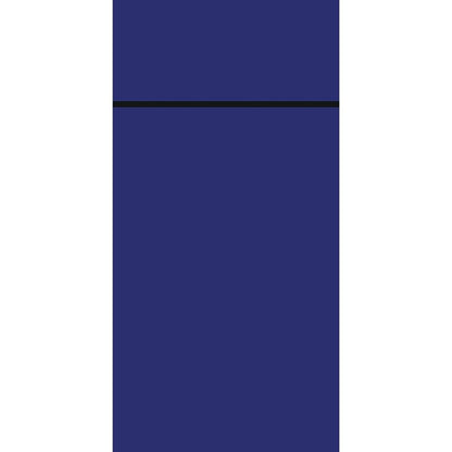 A solid dark blue background with a single thin black line at the top recalls the simple elegance of the Bio Duniletto Slim 400 x 330 mm from Duni GmbH, made from sustainable materials for eco-friendly set tables.