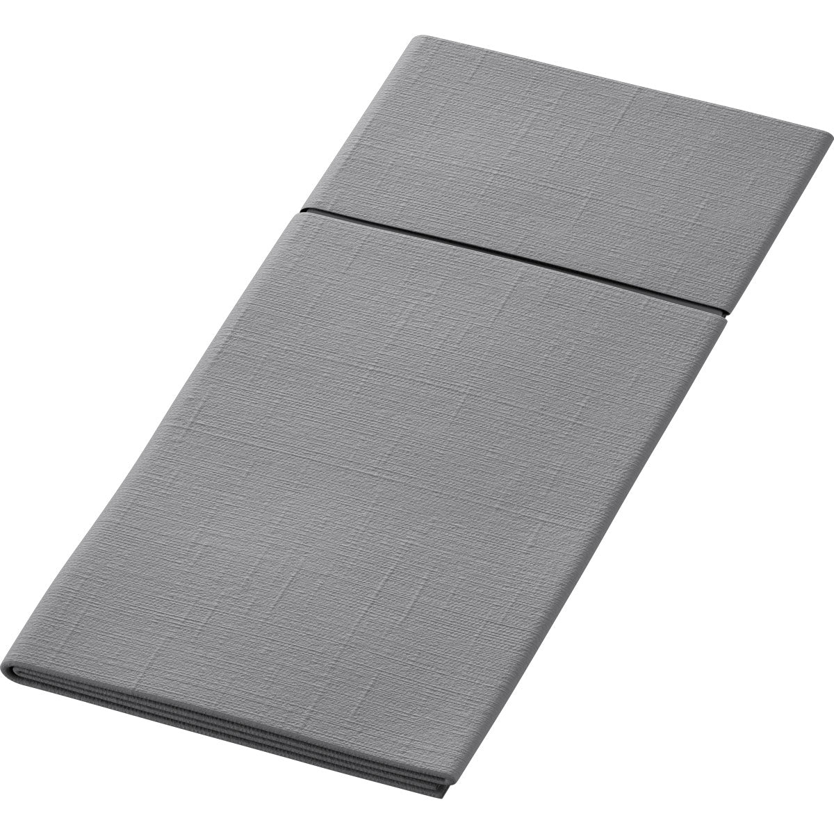 The Bio Duniletto Slim 400 x 330 mm from Duni GmbH is a rectangular gray napkin with a subtle texture pattern, made from sustainable materials - ideal for eco-friendly set tables.