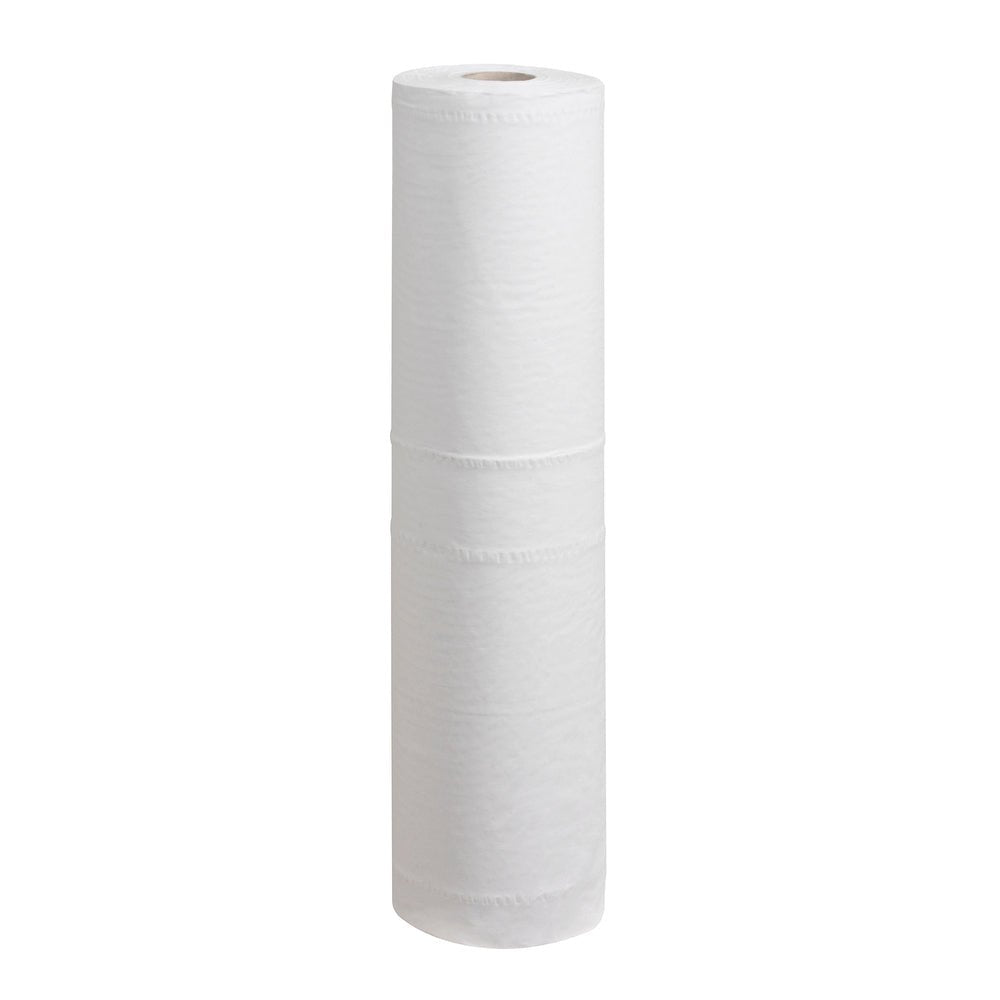 A single unused roll of Scott® EXTRA medical rolls - White from Kimberly-Clark GmbH stands vertically against a white background - ideal for medical use.