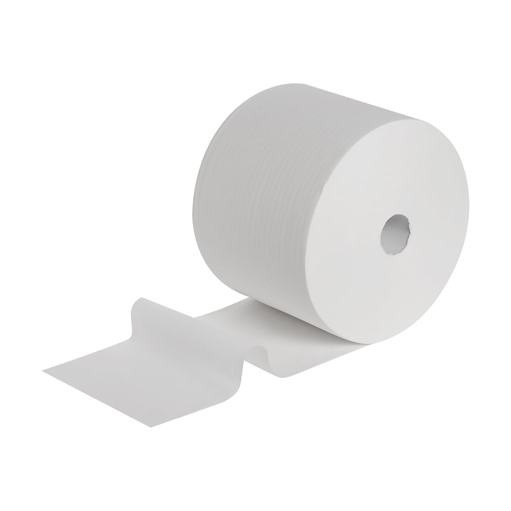 The WypAll® L10 EXTRA wiping cloths large roll in white from Kimberly-Clark GmbH offers 1 roll with 1500 cloths - perfect for professional cleaning in various areas.