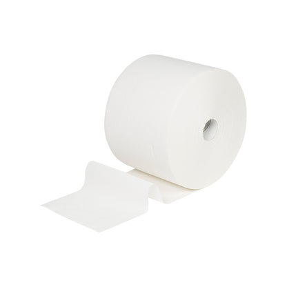 A WypAll® L10 Papierwischtuch für Oberflächen von Kimberly-Clark GmbH, Großrolle (38,00 cm x 23,50 cm), mit sichtbarem Kartonkern auf weißem Hintergrund - ideal zur Oberflächenreinigung.