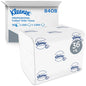 An opened box labeled "Kleenex® Toilet Paper - Single Sheet System / White / 200" from Kimberly-Clark GmbH shows high-quality toilet paper. On the front is a packaged pack with the Kleenex logo and the inscription "36 x 200 = 7,200" on the box.