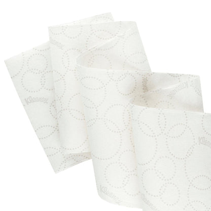 A 2-ply white Kleenex® Ultra™ Roll Towels E-roll Slimroll™ paper towel roll (6x110m) from Kimberly-Clark GmbH with a subtle dotted circle pattern is shown against a solid white background.
