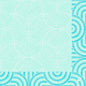 Geometric semicircles and arcs in teal and white with fine radial lines and a vertical teal stripe on the right side. Small circular logo at the bottom right. Perfect for Duni GmbH Breeze Mint Blue Napkins 40x40 cm | Pack (250 pieces).