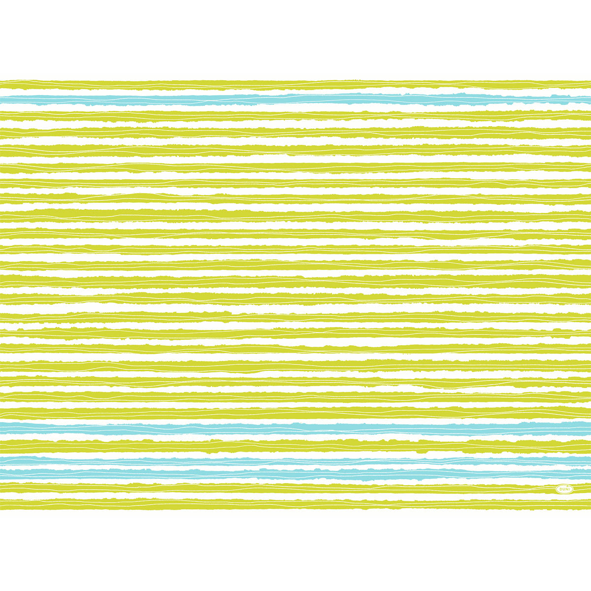 Ein Muster aus horizontalen gelben und hellblauen handgezeichneten Linien auf Weiß, inspiriert von Elise Stripes für Dunicel-Sets 30x40 cm, Packung (100 Stück), von Duni GmbH.