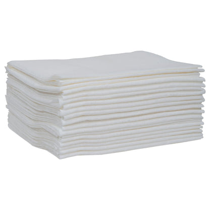 A neatly stacked pile of WypAll® X60 General Clean quarter-folded cloths from Kimberly-Clark GmbH (white, 12 bags x 76 cloths/carton) is arranged in a rectangular shape on a solid white background for efficient cleaning.