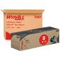 A carton labeled "WypAll® L40 PowerClean - Pull Box / White" from Kimberly-Clark GmbH is pictured with a package labeled "8x", containing 8 cartons of industrial cleaning wipes with 100 sheets each - a total of 800 wipes.