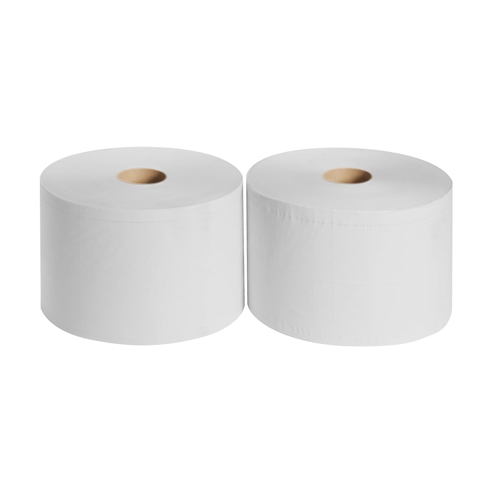 Two WypAll® L20 General Clean large rolls (2 x 1085 sheets, white) from Kimberly-Clark GmbH are placed side by side against a plain white background.