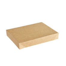 A Viking Brick Lid Brown Cardboard/PE 200x140x30 from Duni GmbH, shown here closed and rectangular against a white background, serves as a practical packaging cover. Package: 300 pieces.