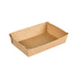 The Viking Brick Box 1100 ml from Duni GmbH is a rectangular, brown cardboard/PLA disposable bowl (200x140x45 mm), empty and shown on a white background - ideal as an eco-friendly food packaging for take-away. Package: 300 pieces.