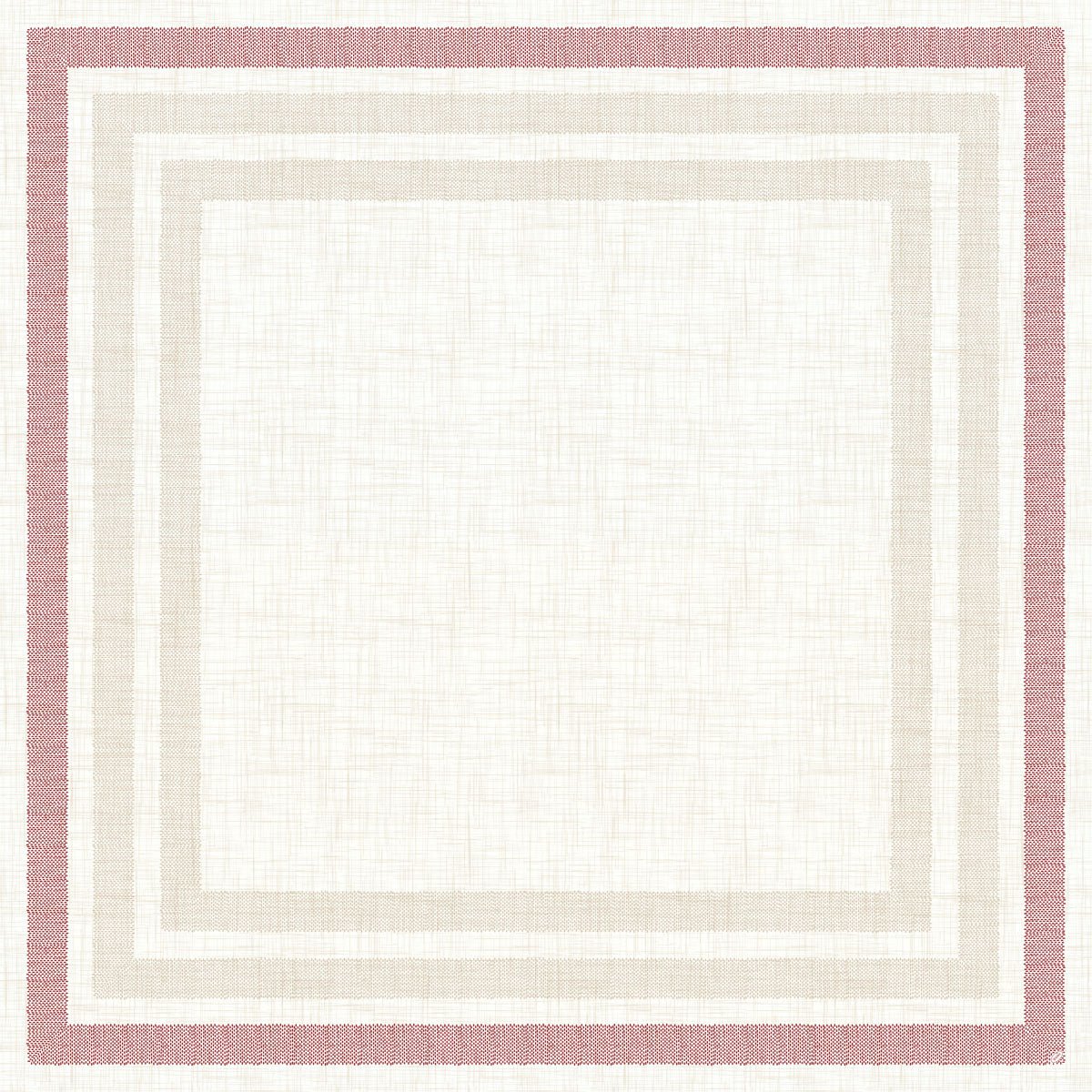 The Dunicel tablecloth 84x84 cm Rigato bordeaux from Duni GmbH has a white center, light beige and light gray edges, and an outer dusty pink border Rigato bordeaux 60116 on a textured background. Pack of 100 pieces.
