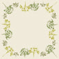 The Duni GmbH Dunicel table cover 84x84 cm, green (pack of 20 pieces) has a square beige background with a border of delicate green and yellow floral patterns, inspired by Green Umbles 60111, forming an elegant central frame.
