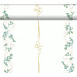 A white, rectangular cloth from Duni GmbH, bordered with green and beige leaf branches and a golden line, features in its design Love Hearts - DC-Tete a Tete (0.4x24m) - making it a charming table decoration for any occasion.