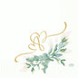 A golden calligraphic heart over green watercolor leaves adorns the lower right side of these Duni GmbH Love Hearts cellulose napkins 33x33 cm, 3-ply (pack of 50), with a subtly dotted white background and the Duni logo in the corner.