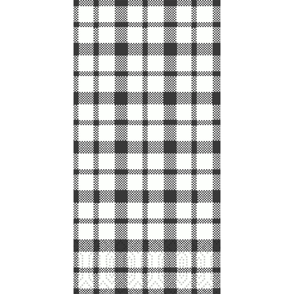 The black-and-white checkered grid design of the Duni GmbH Zellt.-Serv.40x40 3lg 1/8 Izza paper napkins pack (250 napkins) lends classic style and quality to any occasion.