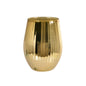 The Duni GmbH candle glasses Ritz (12.5 cm, Ø76 mm) is a gold-colored glass vase with vertical, textured lines, perfect as an elegant table decoration. Pictured against a simple white background. Pack of 1 piece.