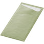 A pistachio green SACCHETTO 190x85 mm from Duni GmbH, a high-quality carrier bag in environmentally friendly packaging, pack of 100 pieces, on a white background with a partially visible white sheet.