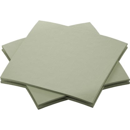 A stack of light green organic Dunisoft napkins 20x20cm from Duni GmbH is arranged overlapping on a white background - stylish, eco-friendly napkins for any occasion.