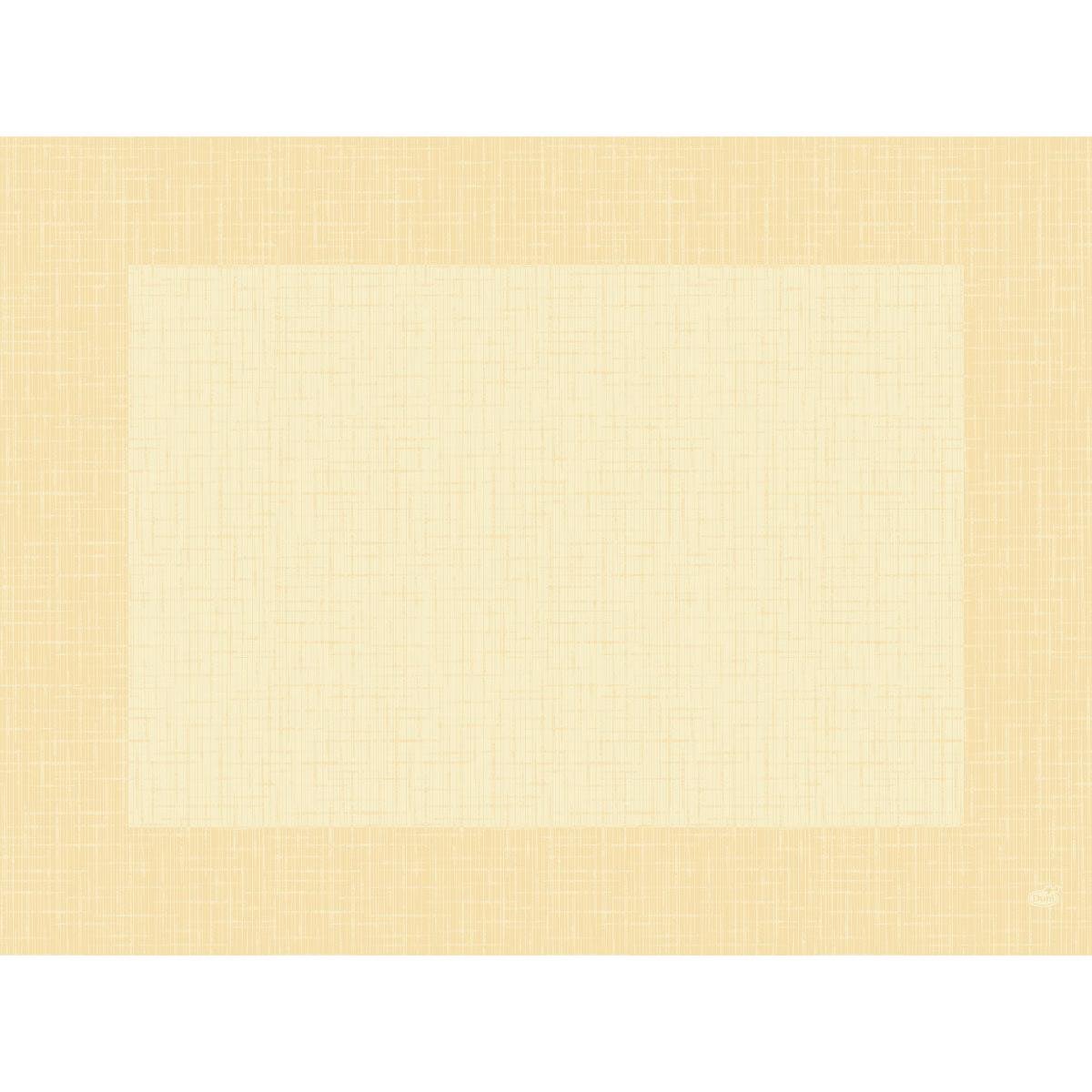 The organic Dunicel set "Linnea cream" from Duni GmbH (30x40 cm) impresses with its cream-colored woven look, wide light brown border, and delicate cross-hatch pattern. Biodegradable & compostable. 1 package/carton.