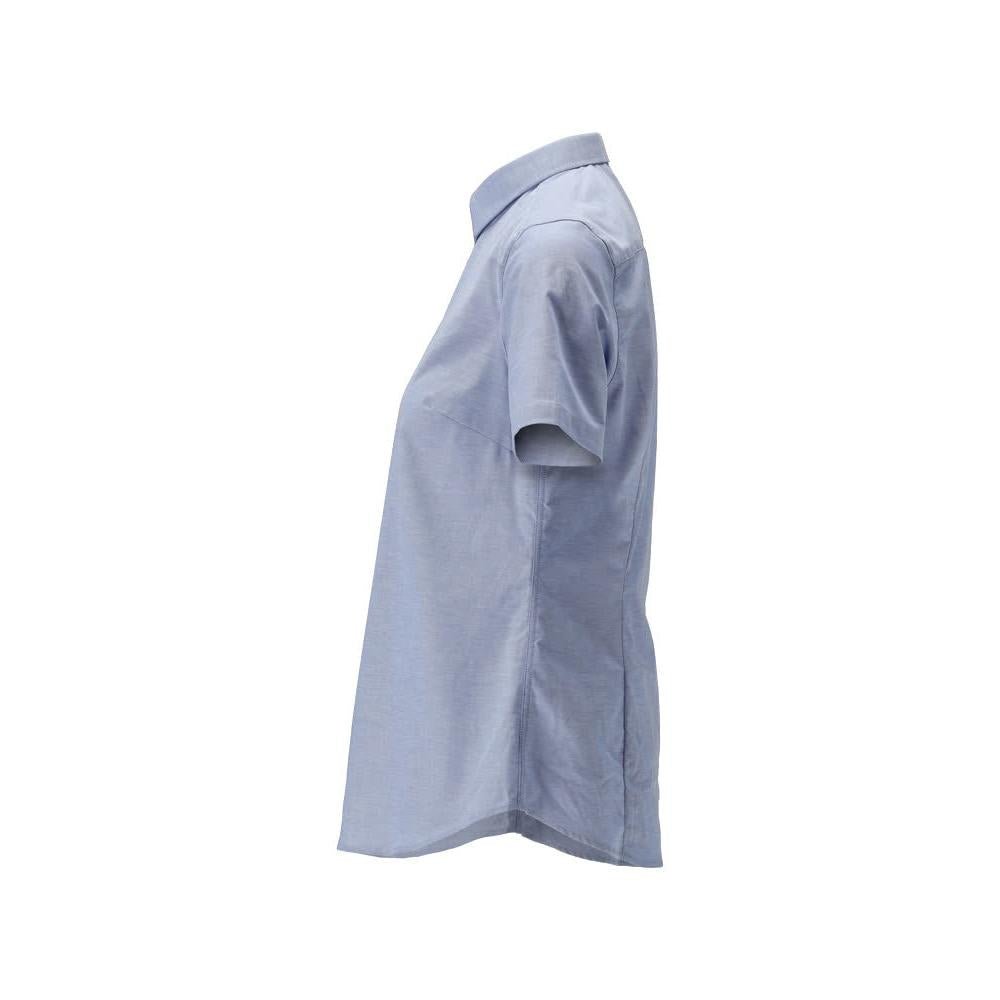 Shirt, short sleeve, classic women's, stretch women's blouse, light blue