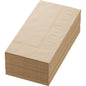 A neatly stacked pile of Duni GmbH Zellt.-Serv.40x40 3-ply 1/8 BF natural brown napkins (pack of 250 pieces) with a textured, patterned edge is arranged on a white background.