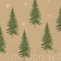 A light brown 3-ply napkin (33x33cm) by Duni GmbH with green fir trees, white stars, and snow-like dots - ideal as eco-friendly napkins made from recycled paper. Pack of 50 pieces.