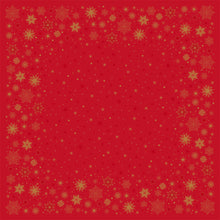 Roter Hintergrund mit goldener Schneeflocken- und Sternenbordüre, die die Mitte offen lässt - ideal für die Präsentation der Bio-Dunicel Mitteldecke 84x84 cm in rot von Duni GmbH bei Stargazing Events oder als nachhaltige Festtagsdekoration.