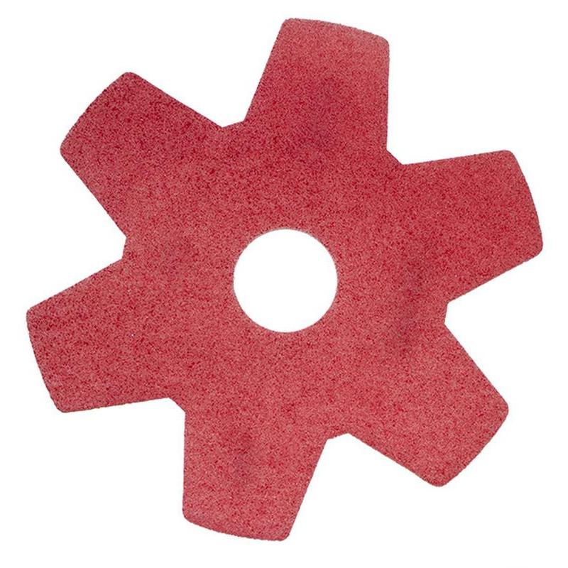 The Twister Hybrid Pad from Diversey Deutschland GmbH & Co. OHG is ideal for renovating stone floors—made of durable materials, with a red, six-pointed design and a center hole for efficient cleaning.