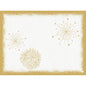 The Bio-Dunicel sets 30x40 Sparkly white by Duni GmbH (pack of 100 pieces) have a white background with a golden, textured border and three golden star patterns, offering eco-friendly elegance with subtle wave lines in the center.