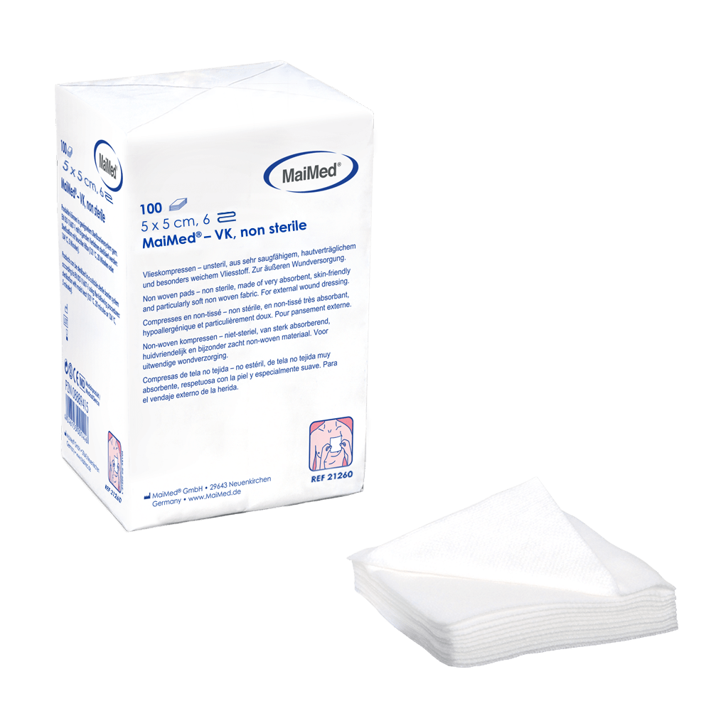 MaiMed-VK non-sterile fleece compresses of 100 pieces/paper bag