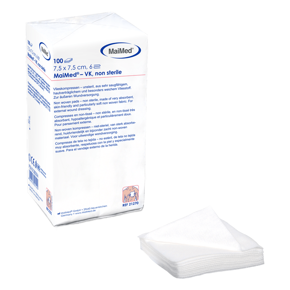 MaiMed-VK non-sterile fleece compresses of 100 pieces/paper bag