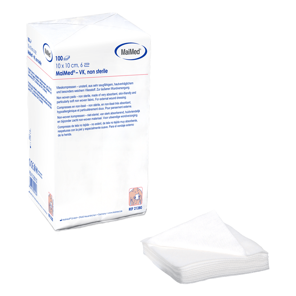 MaiMed-VK non-sterile fleece compresses of 100 pieces/paper bag
