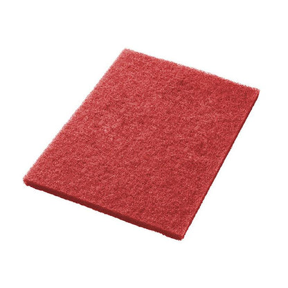 The Twister Pad TXP square scrubbing pad 14 inches from Diversey Deutschland GmbH & Co. OHG is a red, rectangular pad with a rough, textured surface on a white background.