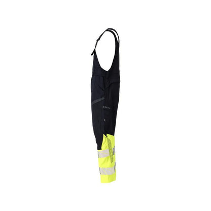Dungarees, knee pockets, stretch inserts Multisafe dungarees, black blue/hi-vis yellow