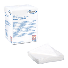 MaiMed-VK-Stoma-non-sterile 10x10cm 4-fold, 40g fleece compresses of 100 pieces/paper bag | Pack (100 pieces)