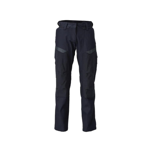 Trousers with knee pockets, women's Multisafe trousers, black blue/hi-vis yellow